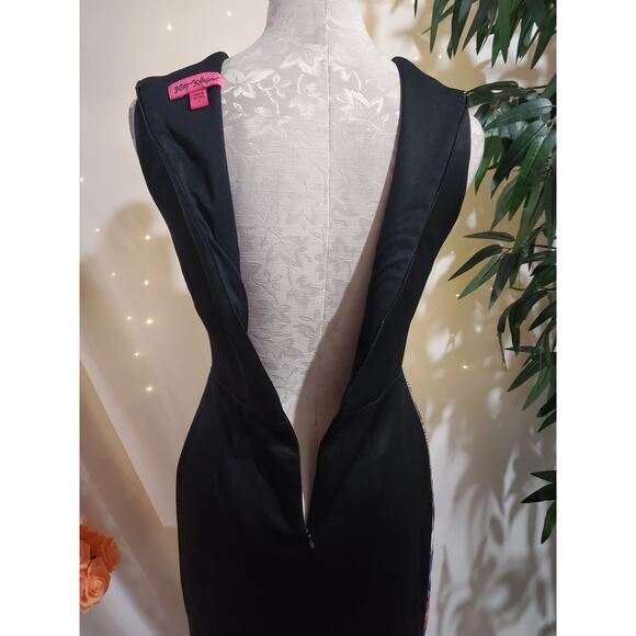 Vtg Rare Y2K Betsey Johnson Scuba Stretch Floral Sheath Dress Size 2 Cocktail - Picture 7 of 11